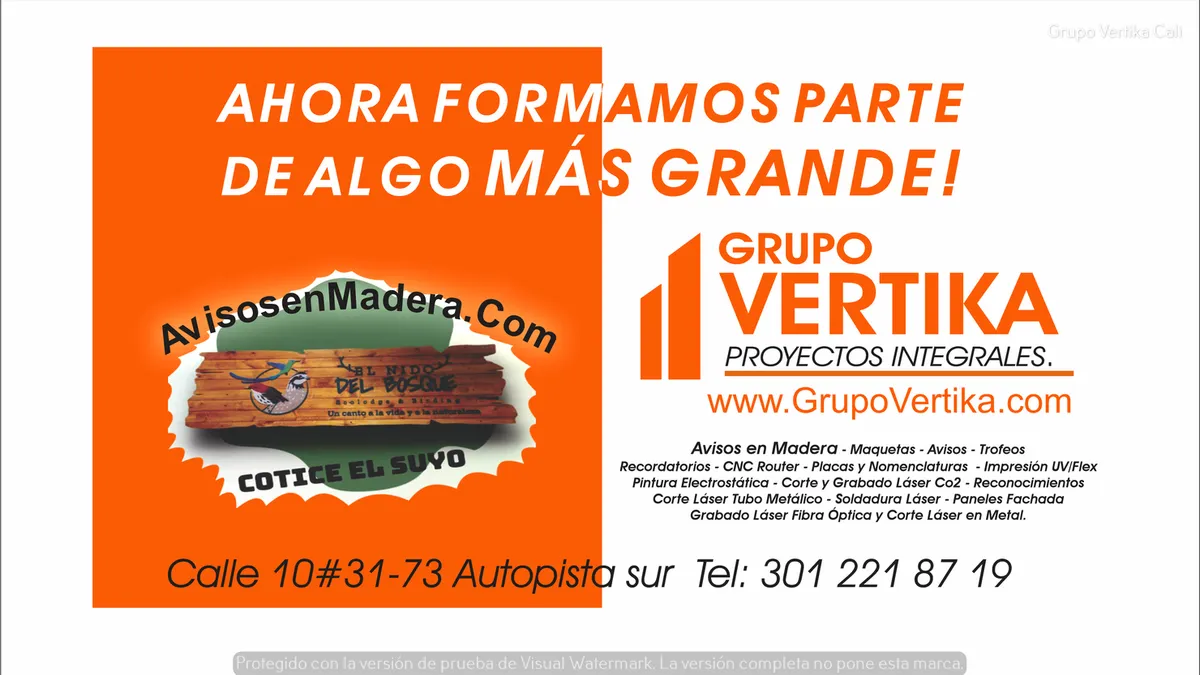 Avisos en Madera Vertika