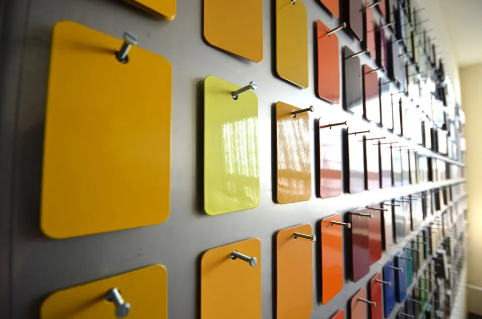 Muestras de acabados y colores